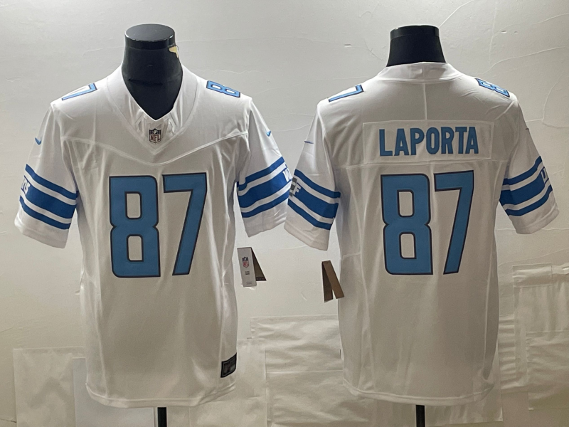 Men's Detroit Lions Sam LaPorta #87 White Jersey